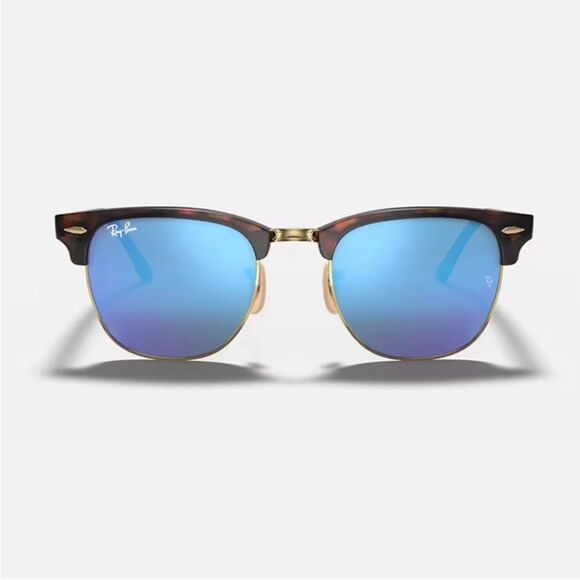 Ray-Ban RB3016 114517 51-21 Clubmaster Blue and Gold Sunglasses NWT - Picture 1 of 4